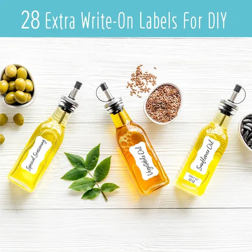 Miniatura 5 de Hebayy 308 etiquetas para despensa de alimentos, 280 etiquetas preimpresas para harina, pasta, lentejas, granos, condimentos y aceite, 28 en blanco