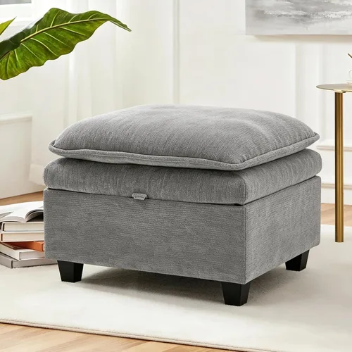 Miniatura 20 de Sofá Seccional Modular en Forma de L de 100", Sofá con Almacenamiento Otomano, Sofá Nube de Chenilla con Asientos Profundos y Mullidos para Sala