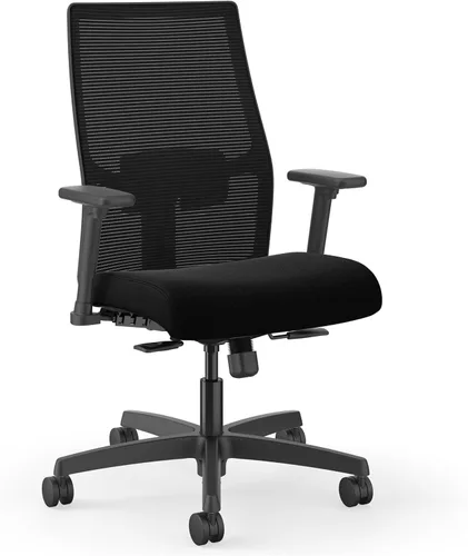 HON Ignition 2.0 - Silla de trabajo con respaldo medio, control de inclinación sincronizada estándar, silla de oficina con soporte lumbar, brazos