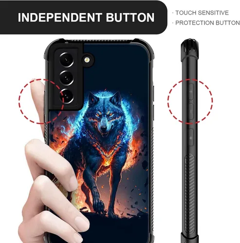 Miniatura 2 de ZHEGAILIAN Funda compatible con Samsung Galaxy S22, diseño gráfico de lobo en el cielo, acrílico, a prueba de golpes, antiarañazos, funda rígida