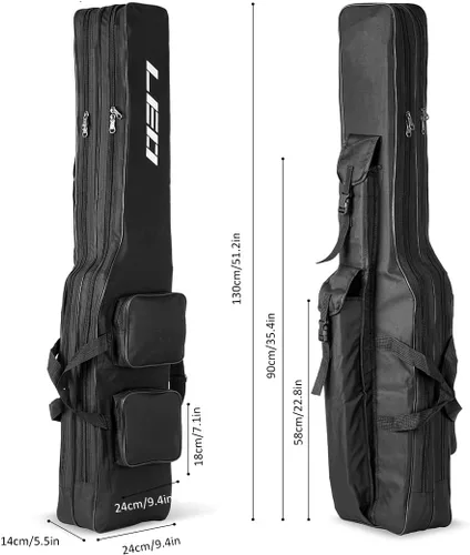 Miniatura 2 de LEOFISHING Bolsa de almacenamiento de aparejos de pesca, organizador portátil de caña y carrete de 51.2 in/4.27 pies, bolsa de cubierta de pesca