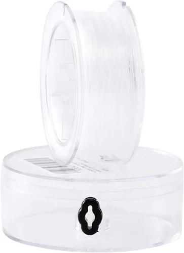 KONMAY - Alambre de pesca transparente con estuche, 50 m de línea de pesca de nylon monofilamento de 0,7 mm, hilo invisible para colgar adornos,