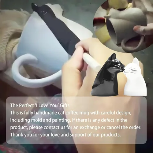 Miniatura 8 de Regalos para parejas Linda taza de gatos besándose Artículos a juego para parejas Tazas de cerámica para café para regalos de boda Aniversario