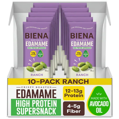 Miniatura 9 de Biena Edamame Beans Snacks ricos en proteínas, aperitivos saludables de oficina para adultos y niños, 0.53 onzas de proteína, 130 bajas en calorías