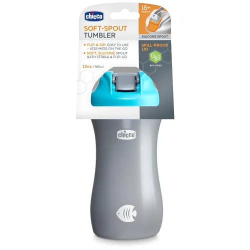 Miniatura 7 de Chicco Vaso para sorber de boquilla suave de 18 meses, botella de agua para niños pequeños de 12 onzas con diseño antiderrames, mango de fácil Verde