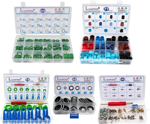 Miniatura 8 de Juego de 4 kits de reparación de aire acondicionado para automóvil, 270 piezas de juntas tóricas + 102 piezas A/C Kit de núcleo de válvula + 77