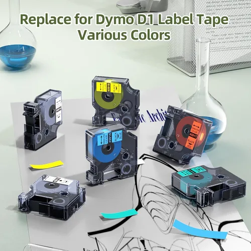 Miniatura 3 de Label KINGDOM Recambios para rotuladora Dymo 45013 45010 45016 45017 45018 45019 (negro sobre blanco/transparente/azul/rojo/amarillo/verde)