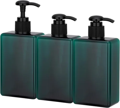 Suream Botellas de prensa de bomba recargables de 9.5 onzas, dispensador de champú y acondicionador de plástico, botella vacía cosmética Azul pavo