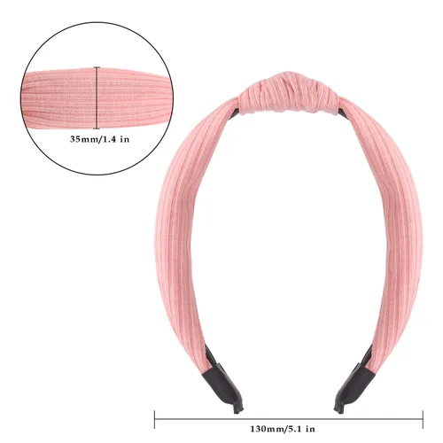Miniatura 4 de Funtopia - Diademas anudadas para mujeres y niñas, 9 piezas de diadema ancha y lisa, bandas para el cabello con nudo cruzado de moda