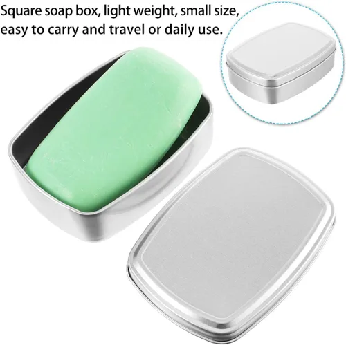 Miniatura 2 de Caja de aluminio cuadrada de 2 piezas de cosméticos Contenedor de almacenamiento de aluminio Contenedor de almacenamiento cuadrado
