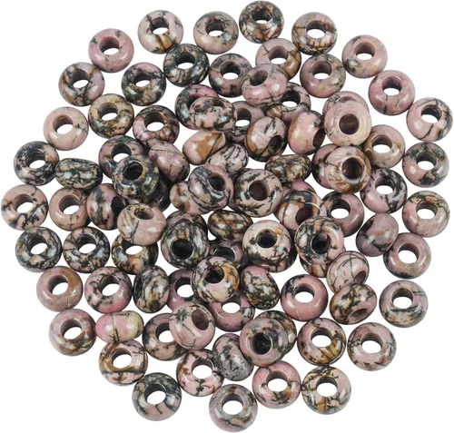 Miniatura 13 de 20 cuentas de jade Rondelle Picasso de piedra suelta de agujero grande para cristales y piedras curativas para hacer joyas Multicolor Picasso Jade