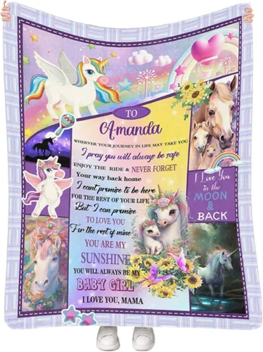 Miniatura 52 de Artsadd Manta de bebé personalizada para niños y niñas con nombre, manta personalizada con nombre de bebé con patrón de unicornio, manta