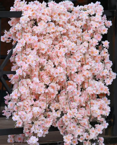 Miniatura 9 de PARTY JOY Guirnalda de flores de cerezo artificial de 47.2 pies para primavera, hogar, boda, fiesta, decoración Kawaii (rosa crema)