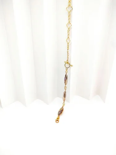 Miniatura 6 de Pulsera de cadena de eslabones cubanos chapada en oro de 18 quilates, delicada cadena de eslabones de clip plano, pulsera ajustable de concha