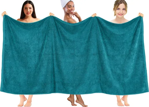 Miniatura 4 de DAN RIVER Paquete de 1 toalla de baño jumbo de 40 x 80 pulgadas, toallas de gran tamaño para adultos, súper suaves y de secado rápido, color verde