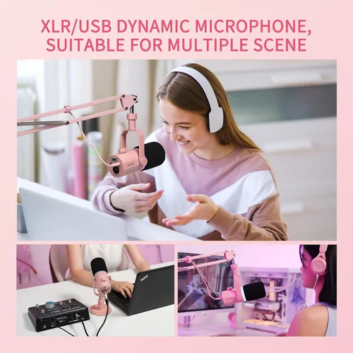 Miniatura 8 de FEELWORLD PM1 XLR - Micrófono dinámico USB con brazo articulado, regalos para grabación de podcasts, computadora PC, juegos, transmisión en vivo