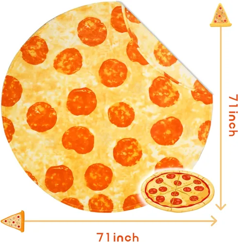 Miniatura 6 de Bnuitland - Manta graciosa de 72 pulgadas con diseño de pizza y funda para almohada (45×45 cm), 300 GSM, manta gigante de doble cara, novedosa