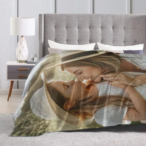 Miniatura 2 de Manta personalizada con fotos, manta mullida de felpa, cálida y antibolitas, manta suave de franela para sofá, cama, sofá, exteriores, cumpleaños