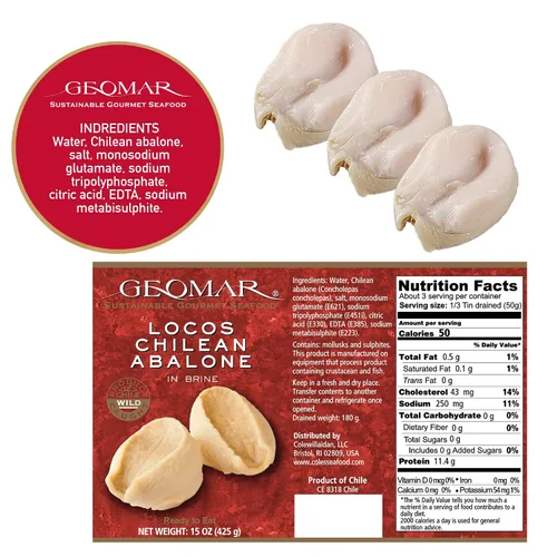 Miniatura 2 de GEOMAR Locos (Abalón chileno) en salmuera - Atrapados a mano por buzos - Delicia nutritiva de mariscos - Alto en proteínas y listo para comer - 3