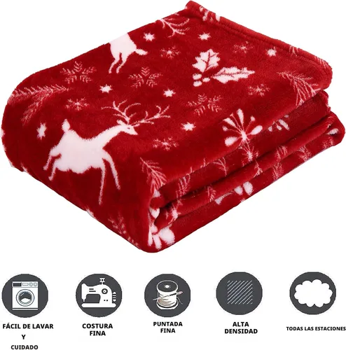 Miniatura 4 de Elegant Comfort Manta de Forro Polar de Terciopelo de Lujo Súper Suave con Estampados Navideños - Decoración del Hogar con Temática Navideña, Mantas