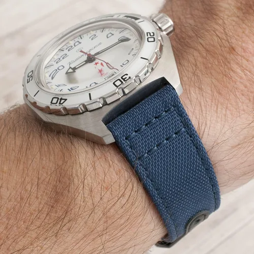 Miniatura 2 de StrapHabit Correa de reloj de liberación rápida, correa de reloj de tela de vela, dos longitudes, correa de reloj de piel de nailon, 0.748 in, 0.787