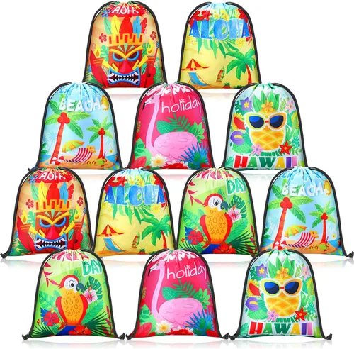 Boao 12 bolsas de verano para piscina, con cordón, bolsa de playa, bolsas de regalo, bolsas de regalo de tiburón para playa, temática tropical,