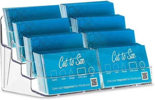 Miniatura 3 de Soporte de escritorio para tarjetas de presentación de bolsillo en acrílico transparente con 8 espacios Source One (BC-8P).