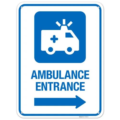 Miniatura 9 de Letrero de hospital de entrada de ambulancia con flecha derecha, 12 x 18 pulgadas, aluminio 063 libre de óxido, resistente a la decoloración