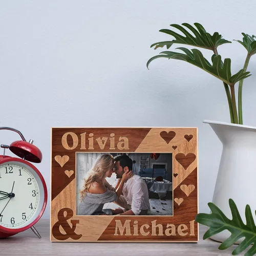 Miniatura 4 de Marco de fotos de amor personalizado 4 x 6 Regalos del día de San Valentín para ella, marco de amor personalizado con corazones, marco de fotos