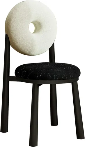 Donut Dining Chairs,Makeup Chair,Kitchen Room Chairs Nordic Back, Dining Room with Metal Legs,Living Room Chair for Home Bedroom Cream Wind