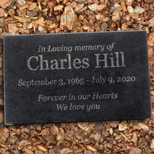 Miniatura 2 de Lápidas para tumbas - In Loving Memory - Monumento conmemorativo de granito negro o regalo de condolencias. Añade tu texto personalizado y fechas.
