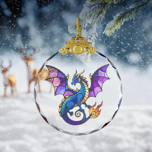 Miniatura 3 de Adornos de Navidad de dragón para decoración de árbol, adornos colgantes decorativos de vidrio de 2.75 pulgadas, decoración de dragón de árbol