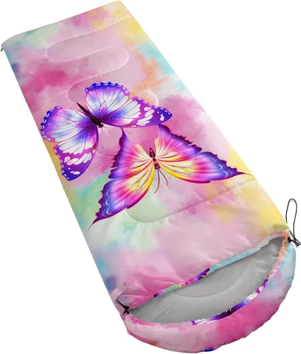 Miniatura 2 de CVHOUSE Saco de dormir de mariposa para campamento, 3 estaciones, clima cálido y fresco, ligero, saco de dormir impermeable para adultos y niños