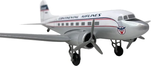 Miniatura 3 de Continental DC-3 Escala 1:100 - Avión de plástico a presión modelo - réplica coleccionable de aviones Continental Airlines - Parte #ADC-00300C-001