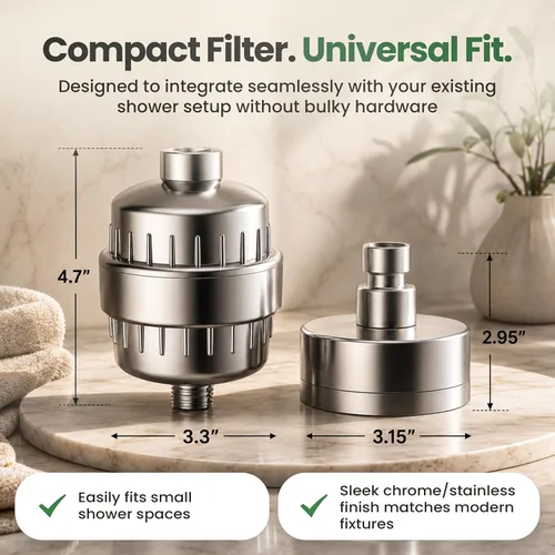 Miniatura 3 de Filtro de ducha turbo LAIFsolutions con impulsor giratorio y KDF – Alta presión, eliminación de cloro, ajuste universal, fácil instalación