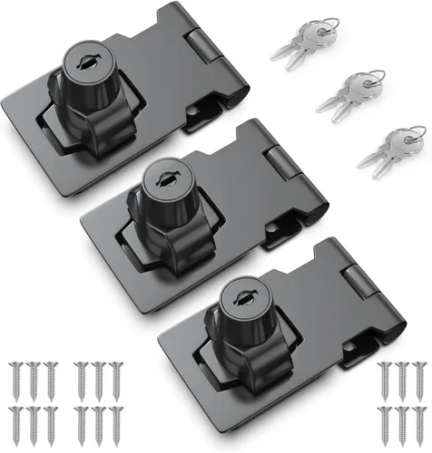Cerradura de pestillo con llave de 2.5 pulgadas para gabinetes y puertas pequeñas, diseño de perilla giratoria, aleación de zinc de servicio pesado