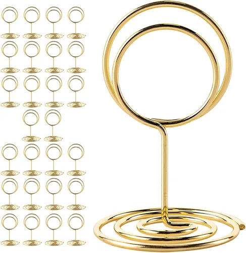 warmtree 26 Piezas Soportes Dorados para Números de Mesa - Soportes para Tarjetas de Lugar y Soportes de Números de Mesa para Decoración de Bodas,