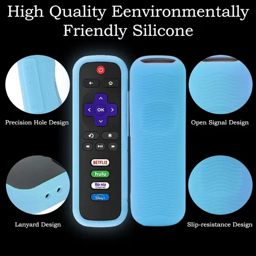 Miniatura 3 de Funda protectora de silicona para control remoto de Roku Funda universal para control remoto Roku de TCL Hisense con rastreador, luz