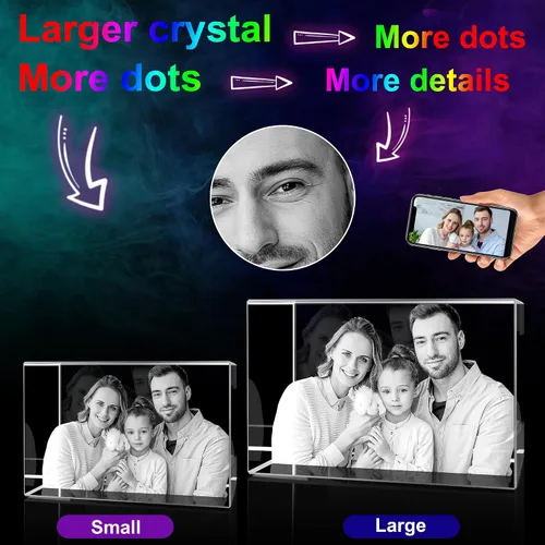 Miniatura 5 de Regalos de cumpleaños personalizados con foto de cristal 3D, regalos de cumpleaños para ella, él, mamá, mujeres, parejas, cristal grabado con láser