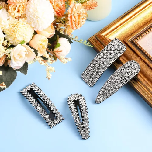 Miniatura 4 de Juexica 16 pinzas para el cabello con diamantes de imitación brillantes a presión, pasadores de diamante de cristal de 2.76 pulgadas, accesorios