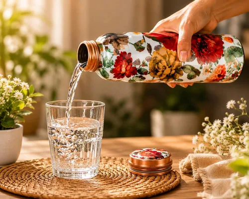 Miniatura 7 de Botella de agua de cobre puro – Hecho a mano – Beneficios para la salud Ayurveda – Grande 34 oz – A prueba de fugas – Fácil de llevar para deportes