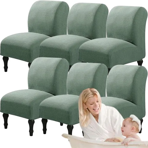 Miniatura 35 de Fundas elásticas para silla sin brazos, extraíbles y lavables, de elastano jacquard sin reposabrazos, protector de muebles para sala de estar, Verde