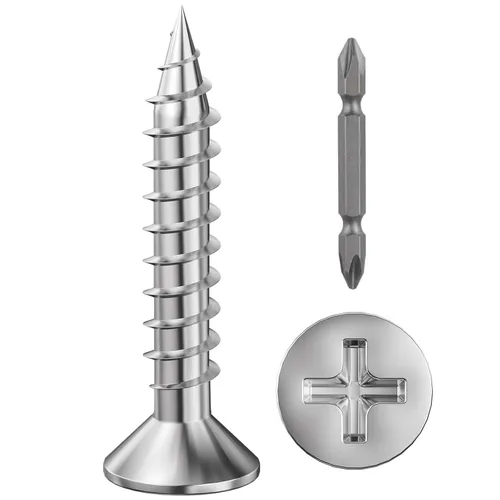 Miniatura 16 de Wensilon (300 piezas) #8x1 Tornillo de madera negro rápido metal autorroscante cabeza plana