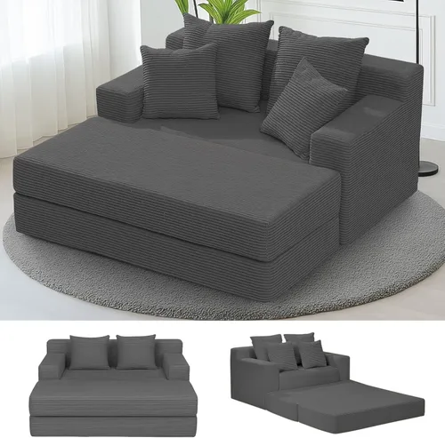 Miniatura 22 de cidludto Sofá cama convertible 3 en 1, sofá cama plegable plegable – Sofá cama sin hueso y futón en el suelo, sofá cama extraíble de pana con 4 Gris