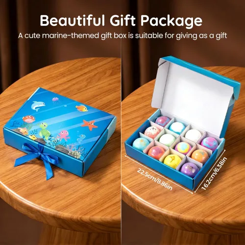 Miniatura 6 de Bombas de baño con caja de bolas de sal de juguete oceánico, regalos de Pascua, rellenos de cesta de Pascua de burbujas, rellenos de huevos de Azul