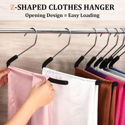 Miniatura 6 de Perchas acolchadas para pantalones con extremos abiertos, antideslizantes, con revestimiento de esponja de espuma, para hombres y mujeres, chapado