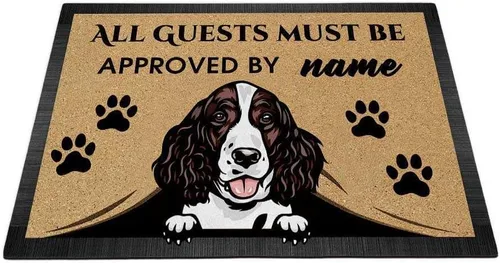 Miniatura 18 de Tapete personalizado con nombre de perro que mira al perro Cocker Spaniel, todos los invitados deben ser aprobados por alfombras para decoración