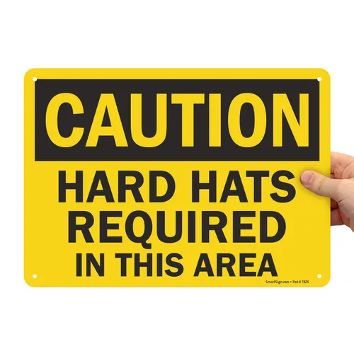 Miniatura 10 de SmartSign -S-2152-AL Letrero "Precaución - Se requieren cascos en esta área" Aluminio de 10" x 14" - Negro sobre Amarillo