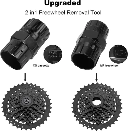 Miniatura 2 de Oumers Herramienta de extracción de casete de bicicleta, látigo de cadena de bicicleta+llave de pedal+herramienta de extracción de rueda libre 2