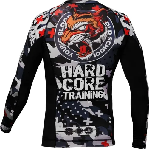 Miniatura 3 de Hardcore Training Camiseta de compresión para hombre, manga larga, Jiu Jitsu, MMA No-Gi, BJJ apretada, capa base de combate